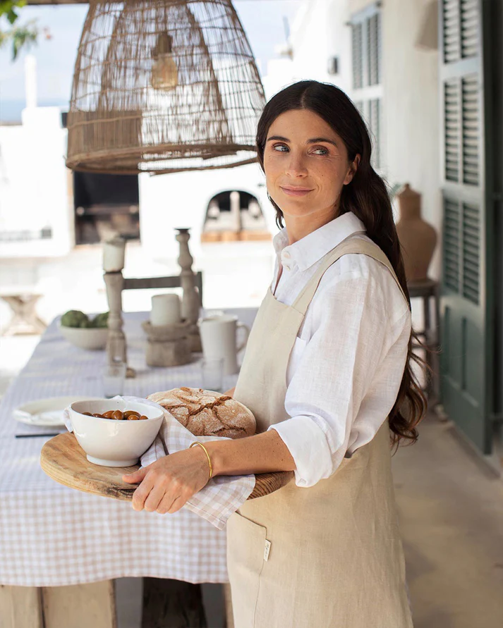 Șorț din in cross-back “Pinafore” – Natural