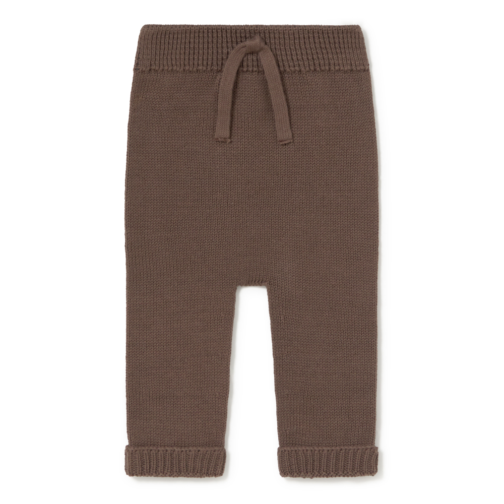 Pantaloni tricotați Will din bumbac organic – Coffee