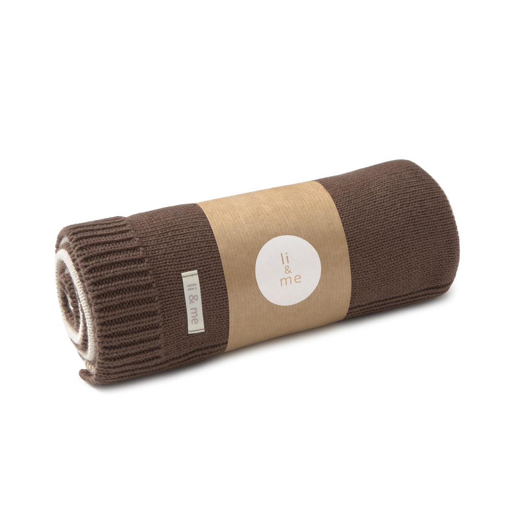 Păturică tricotată pentru bebeluși Bands – Coffee, Toast & Cream